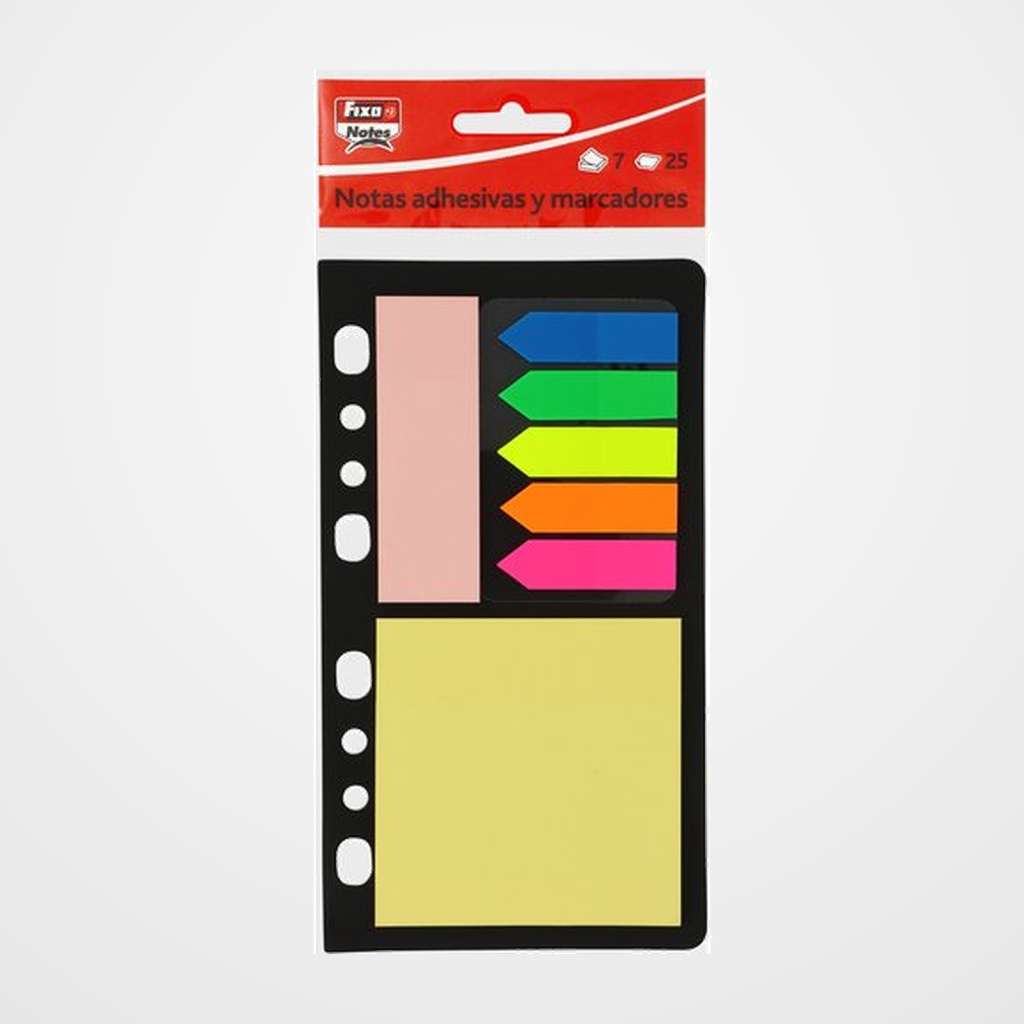 NOTAS + BANDERITAS ADHESIVAS FIXO NOTES SURTIDOS PACK DE 7pz