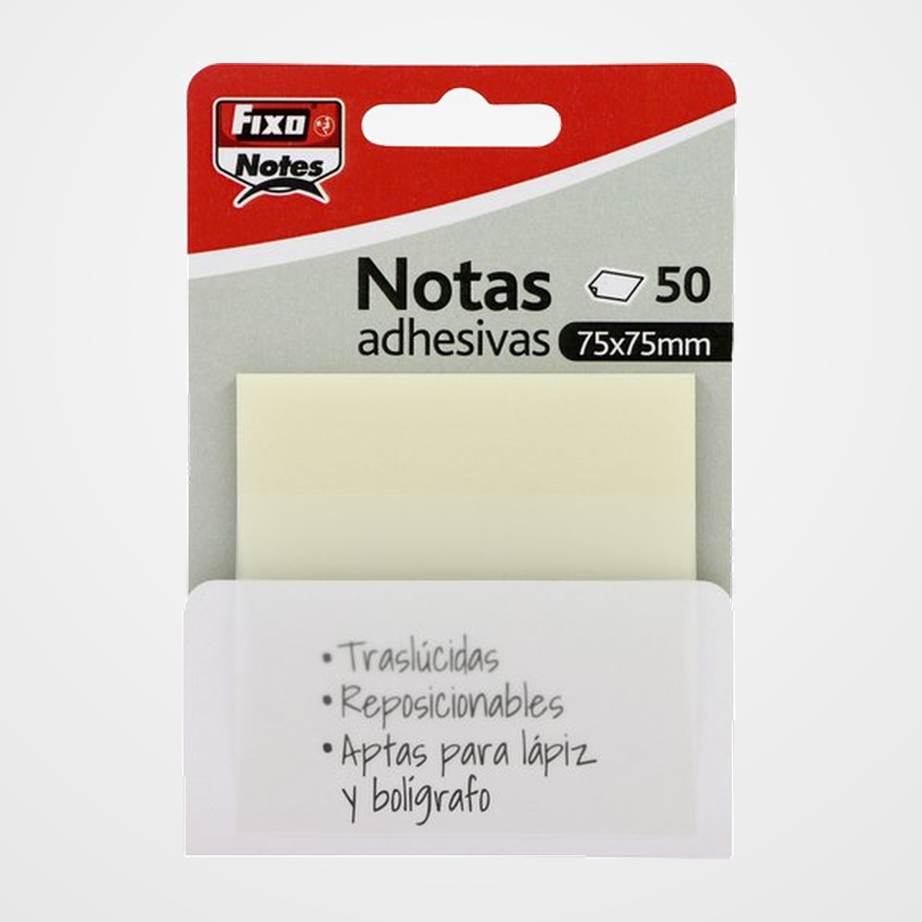 NOTAS ADHESIVAS FIXO NOTES TRASLUCIDAS 50h 75x75 TRANSPARENTES