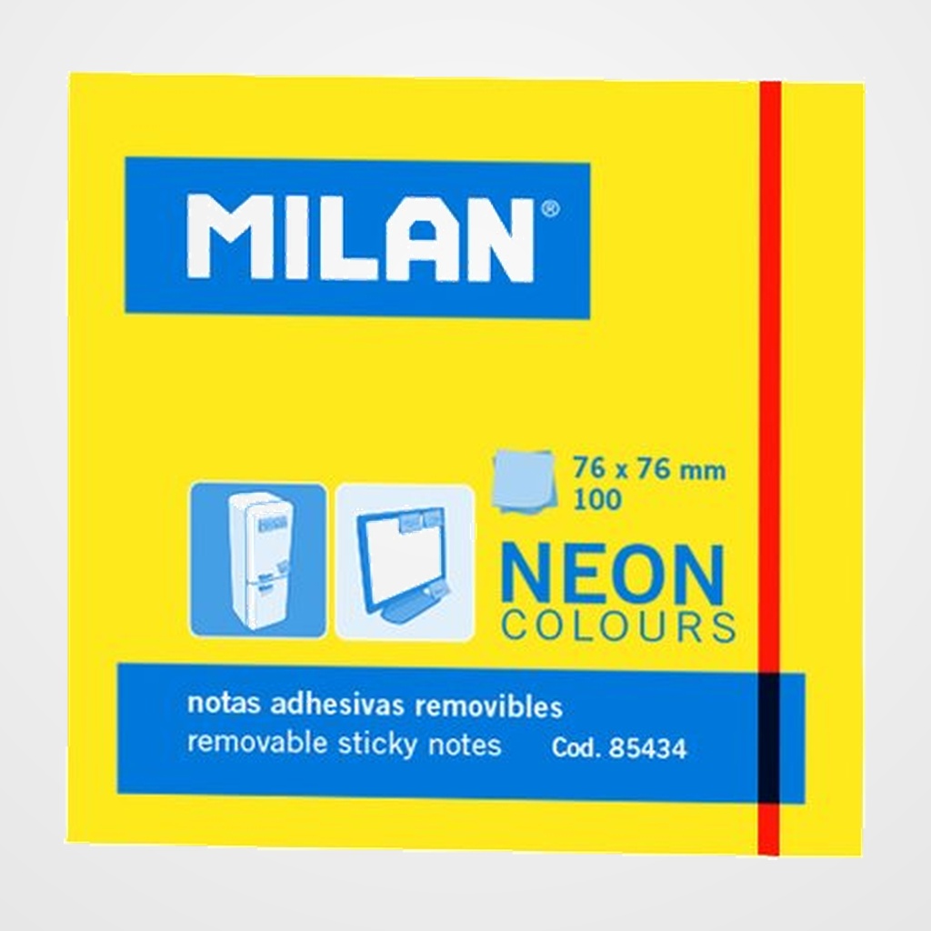 NOTAS ADHESIVAS MILAN 100h 76x76 NEON AMARILLO