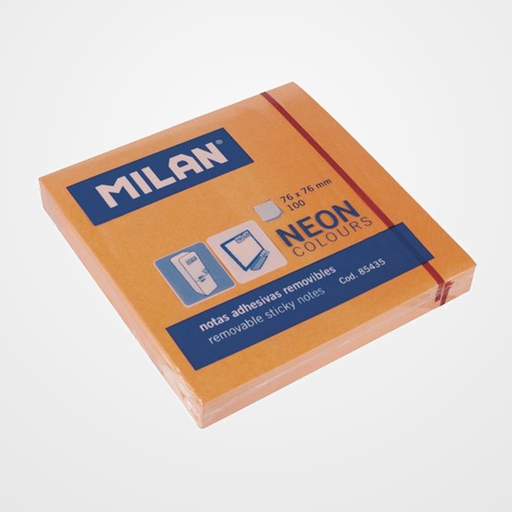 NOTAS ADHESIVAS MILAN 100h 76x76 NEON NARANJA