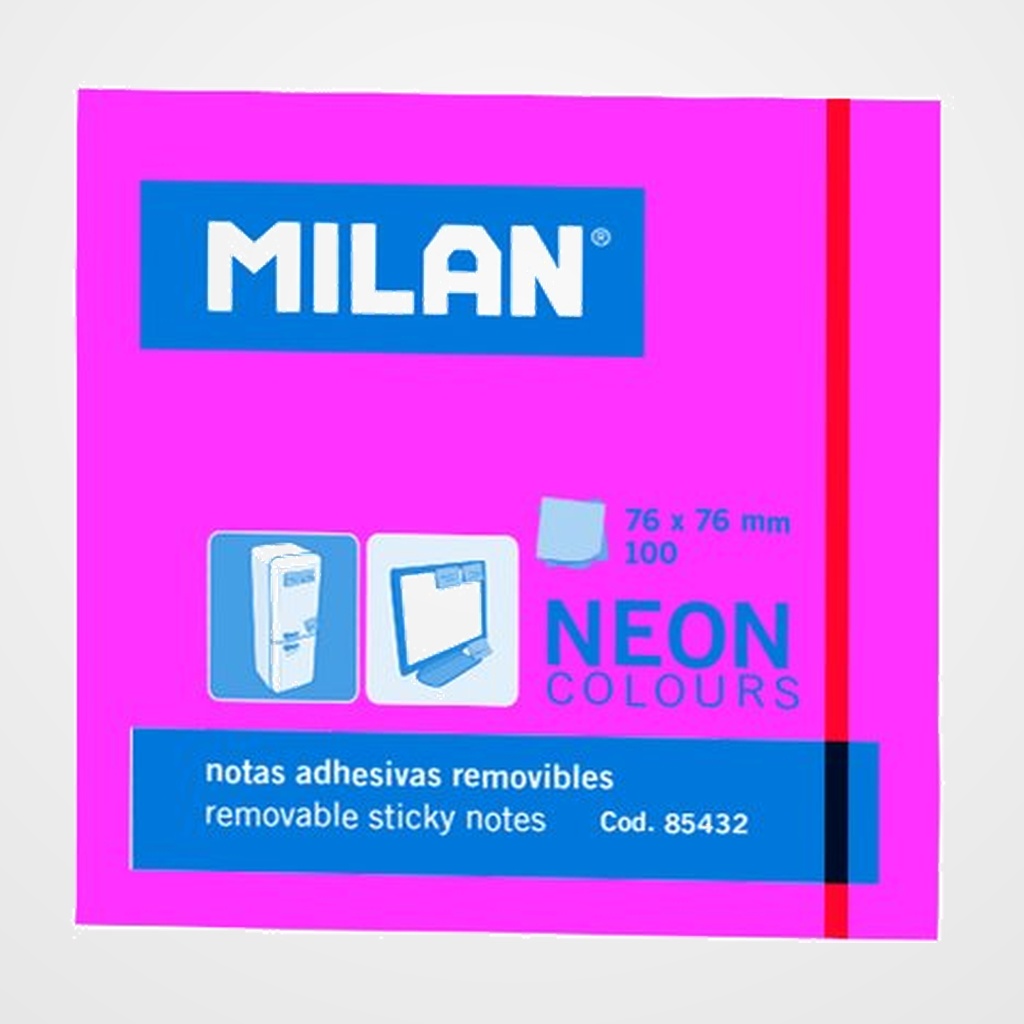 NOTAS ADHESIVAS MILAN 100h 76x76 NEON ROSA