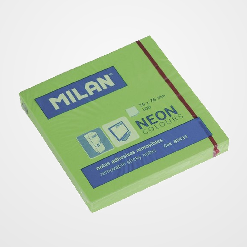 NOTAS ADHESIVAS MILAN 100h 76x76 NEON VERDE