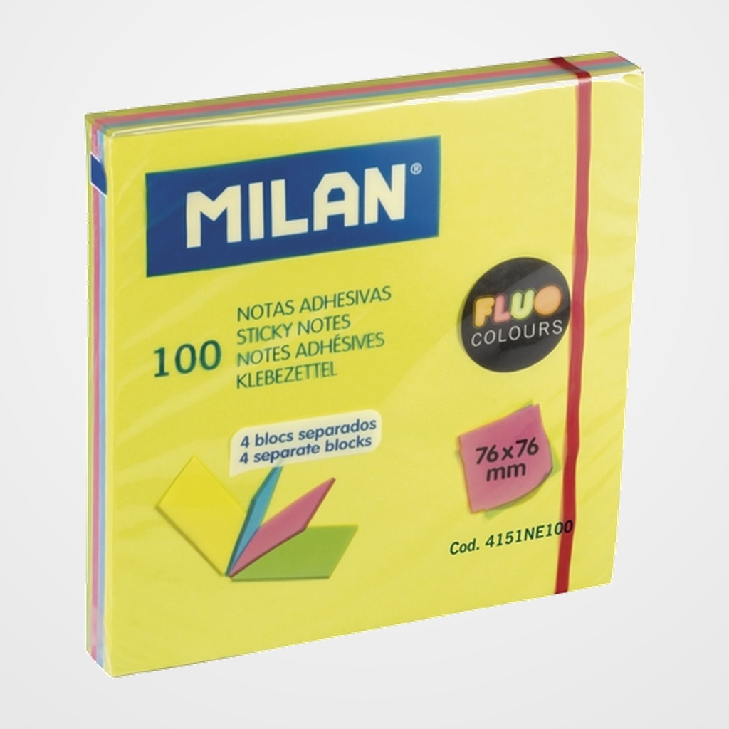 NOTAS ADHESIVAS MILAN 100h 76x76 NEON (4 col.)