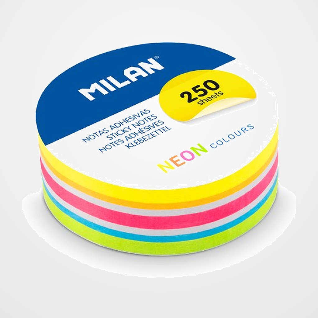 NOTAS ADHESIVAS MILAN 250h CIRCULARES Ø 67mm COLORES NEON