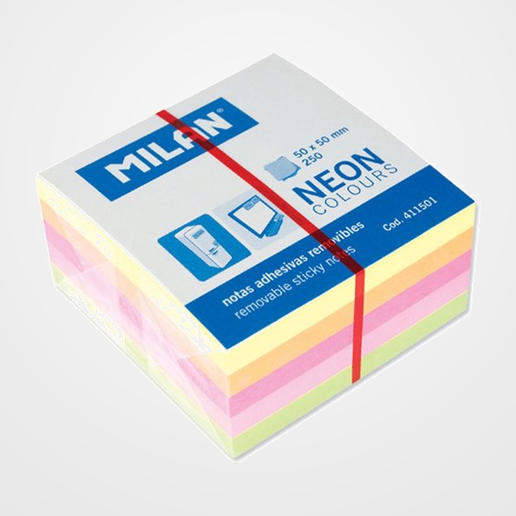 NOTAS ADHESIVAS MILAN 250h 50x50 COLORES NEON