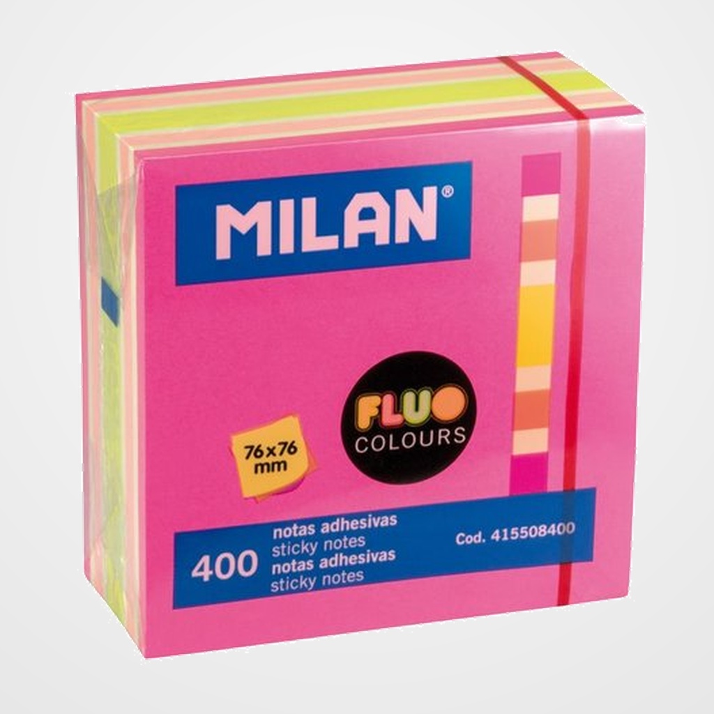 NOTAS ADHESIVAS MILAN 400h 76x76 COLORES FLUO