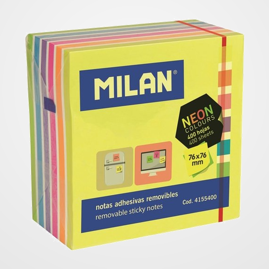 NOTAS ADHESIVAS MILAN 400h 76x76 NEON