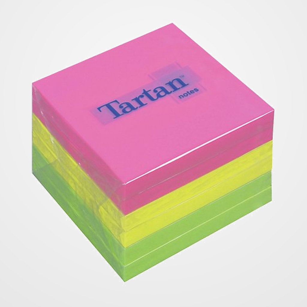 NOTAS ADHESIVAS TARTAN 76x76 NEON SURTIDOS PAQUETE DE 6 2x neon rosa 2x neon amarillo 2x neon verde