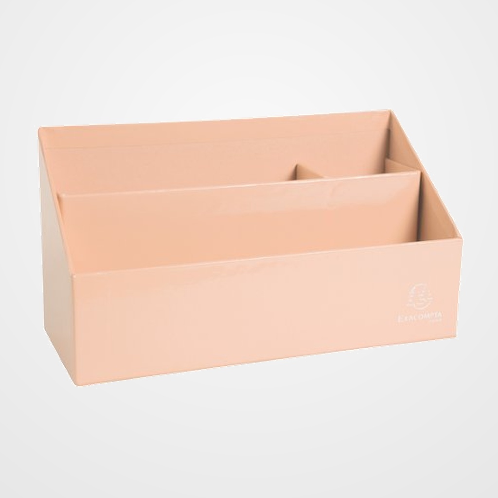 ORGANIZADOR SOBREMESA EXACOMPTA AQUAREL  CARTON FORRADO 3 COMPARTIMENTOS CORAL