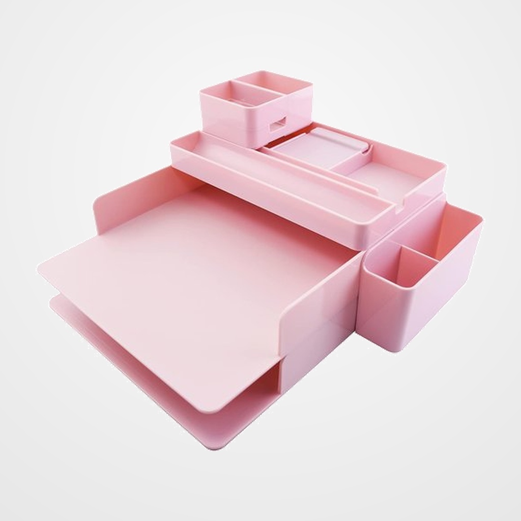 ORGANIZADOR SOBREMESA OFFICE BOX MINIMAL ROSA