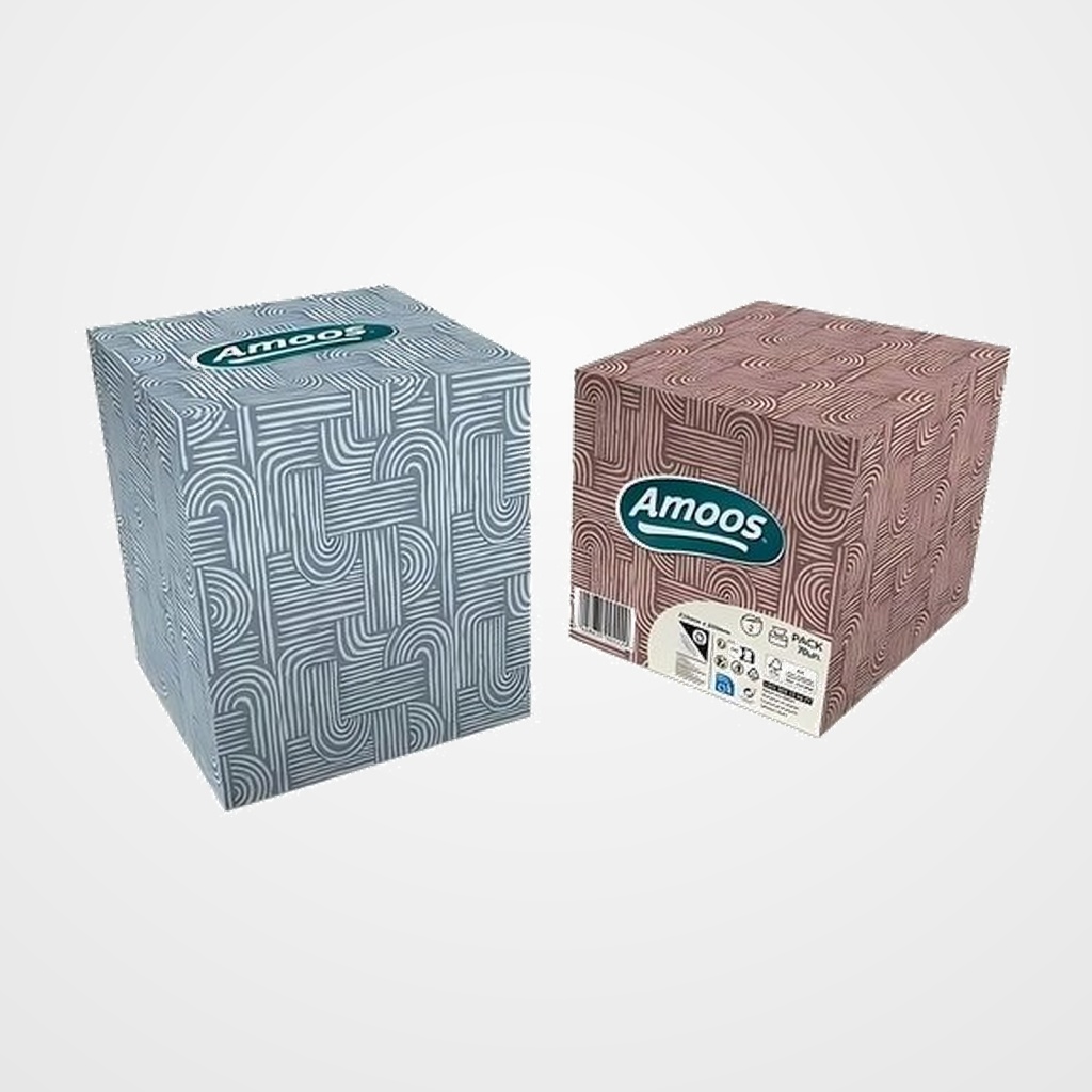 PAÑUELO PAPEL FACIAL AMOOS COSMETIC CUBE 2 CAPAS PAQUETE de 70 BLANCO