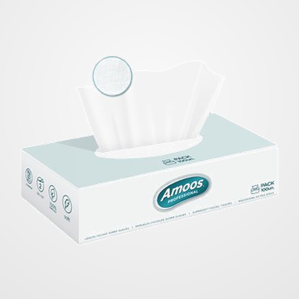 PAÑUELO PAPEL FACIAL AMOOS PROFESSIONAL 2 CAPAS PAQUETE de 100 BLANCO