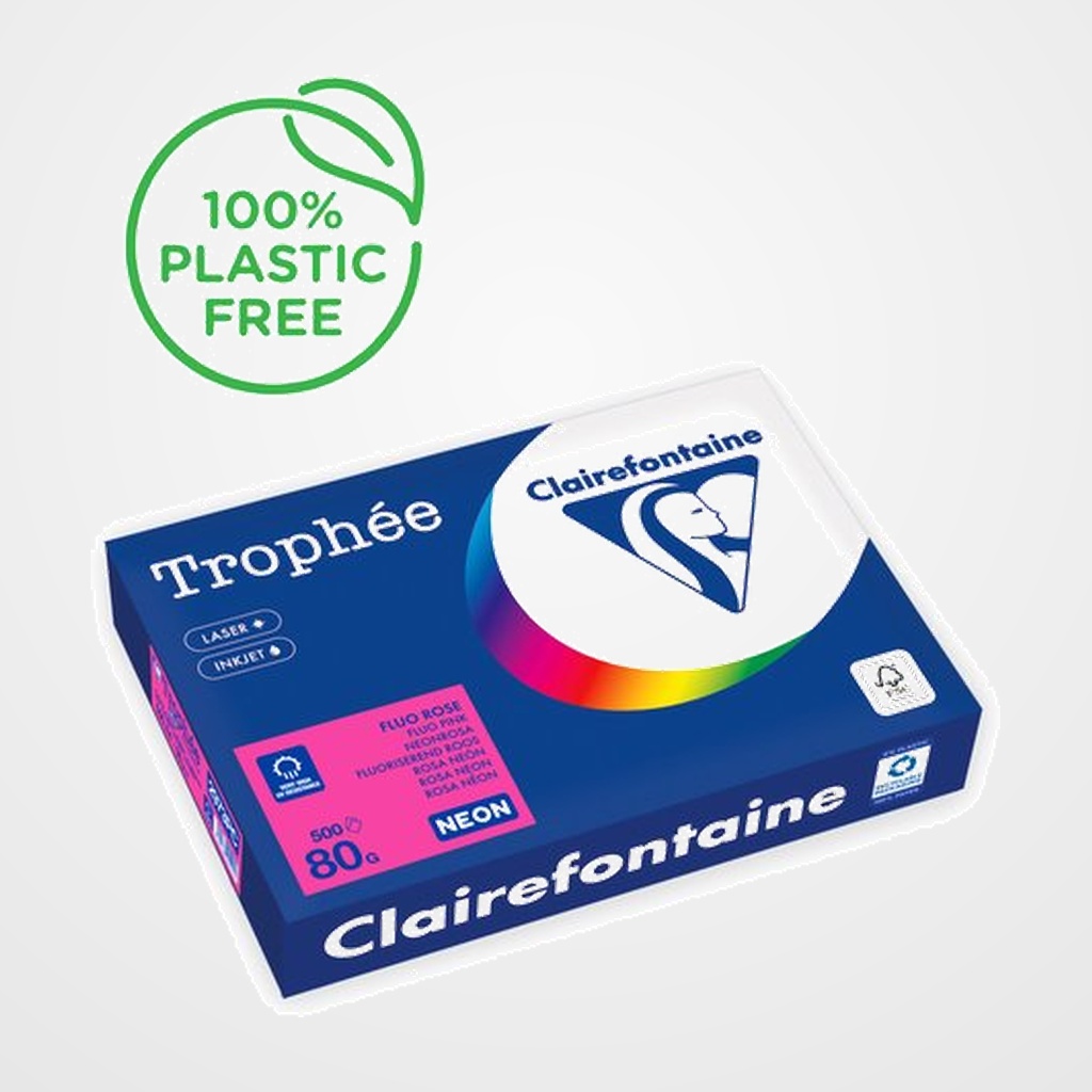 PAPEL de COLOR A4 CLAIREFONTAINE TROPHEE 80g 500h FLUO ROSA