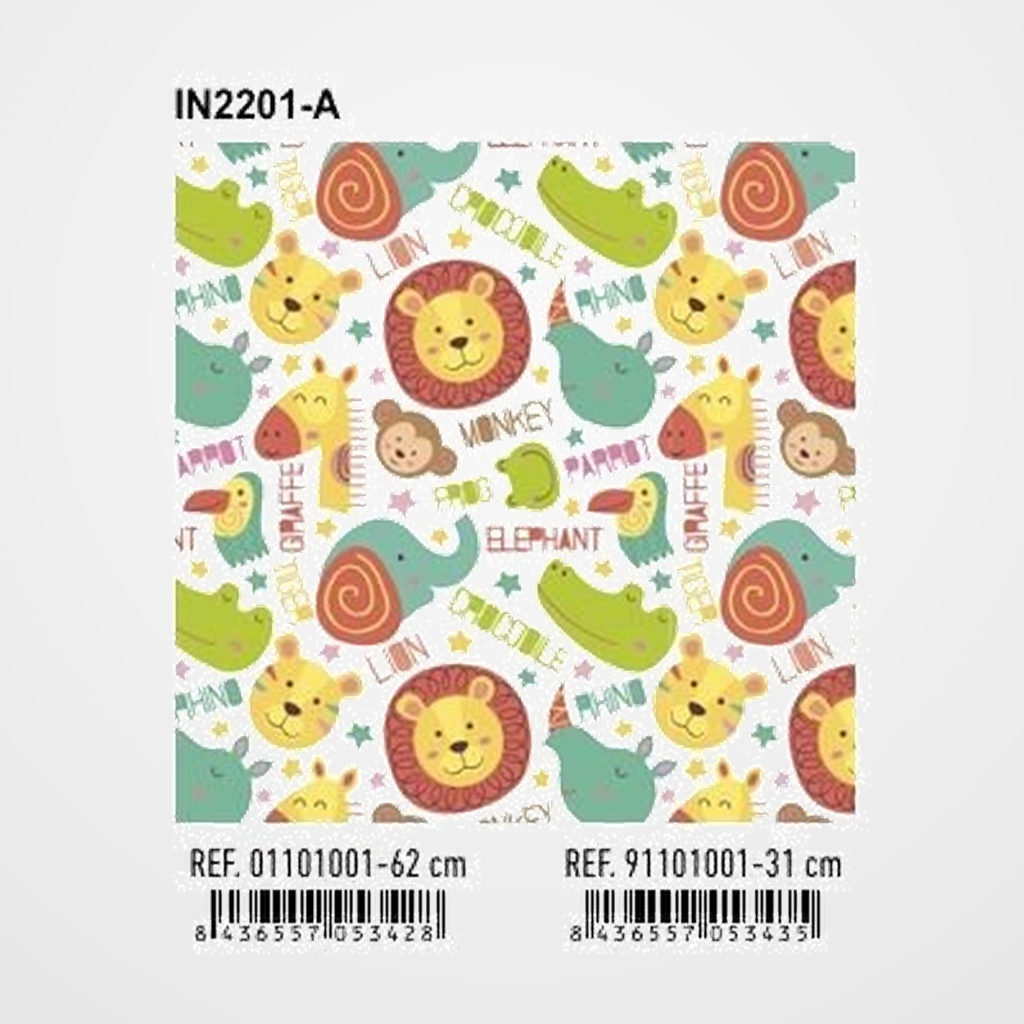 PAPEL de REGALO BOBINA BASIKA 31 cm x 80 m (2 Kg aprox.) INFANTIL (IN2201-A 31 CM)