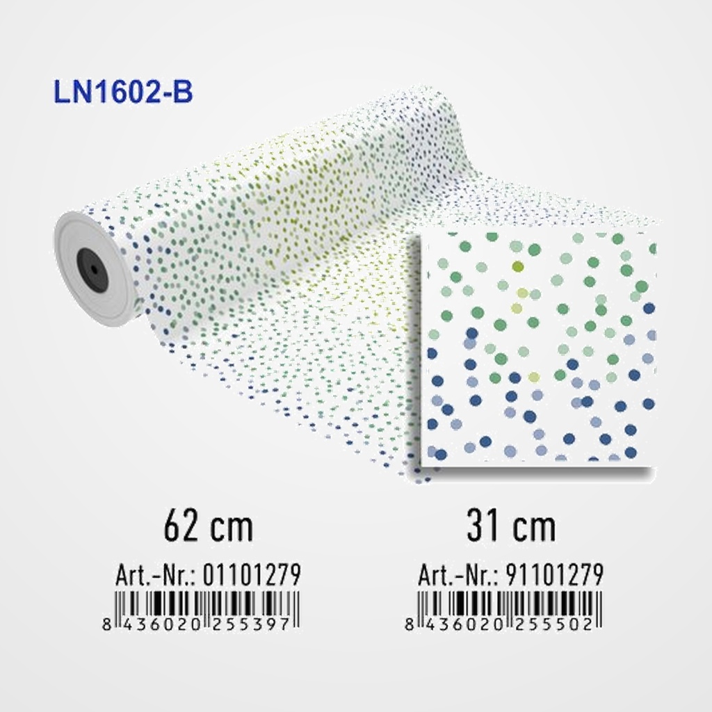 PAPEL de REGALO BOBINA BASIKA 31 cm x 80 m (2 Kg aprox.) LUNARES (LN1602-B 31 CM)