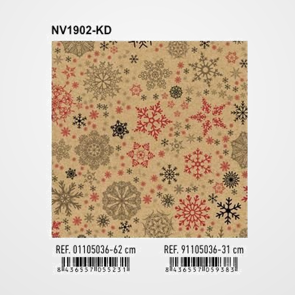 PAPEL de REGALO BOBINA BASIKA 31 cm x 80 m (2 Kg aprox.) NAVIDAD (NVK1902-KD 31 CM)