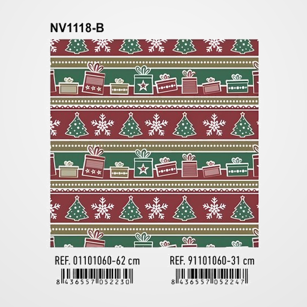 PAPEL de REGALO BOBINA BASIKA 31 cm x 80 m (2 Kg aprox.) NAVIDAD (NV1118-B 31 CM)