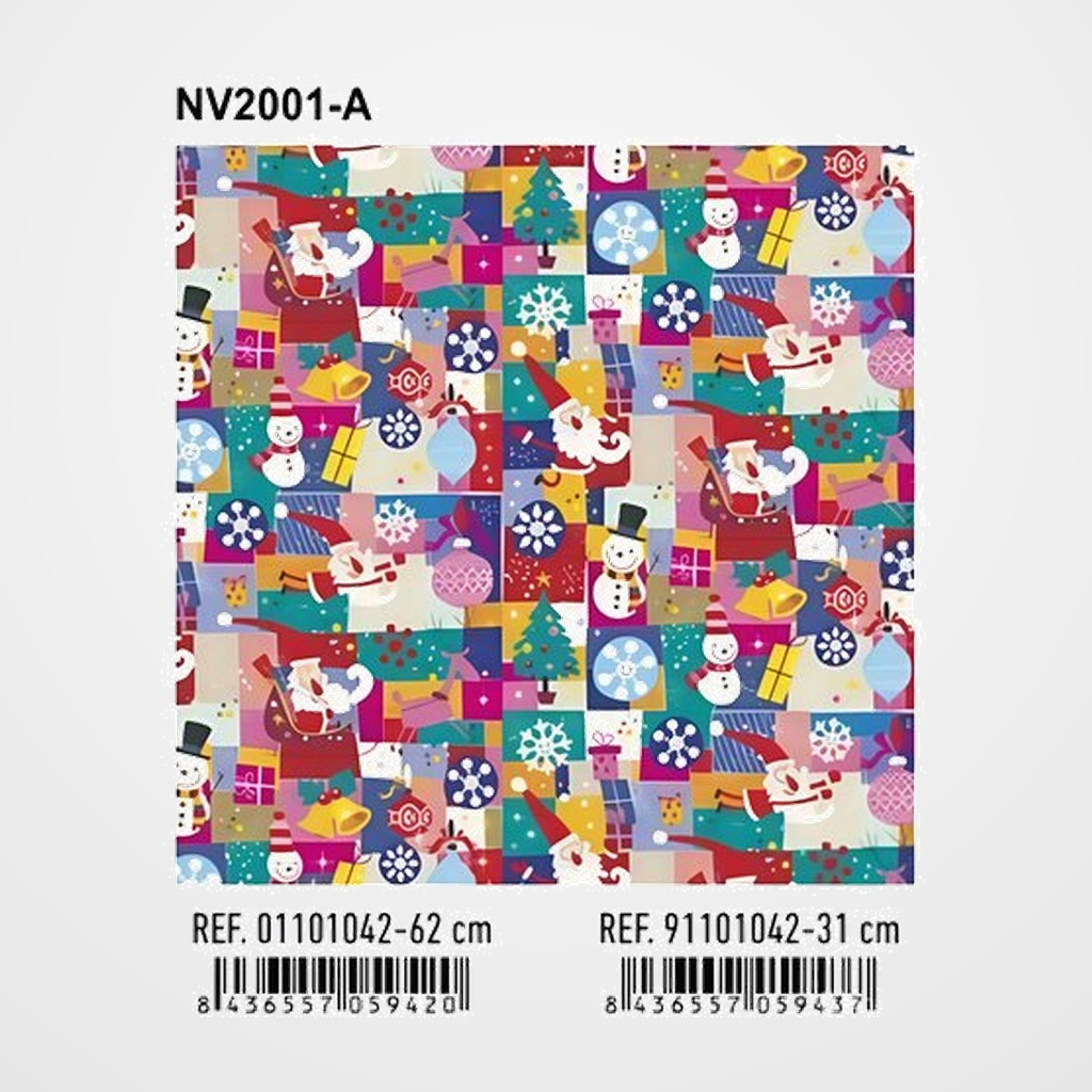 PAPEL de REGALO BOBINA BASIKA 31 cm x 80 m (2 Kg aprox.) NAVIDAD (NV2001-A 31 CM)