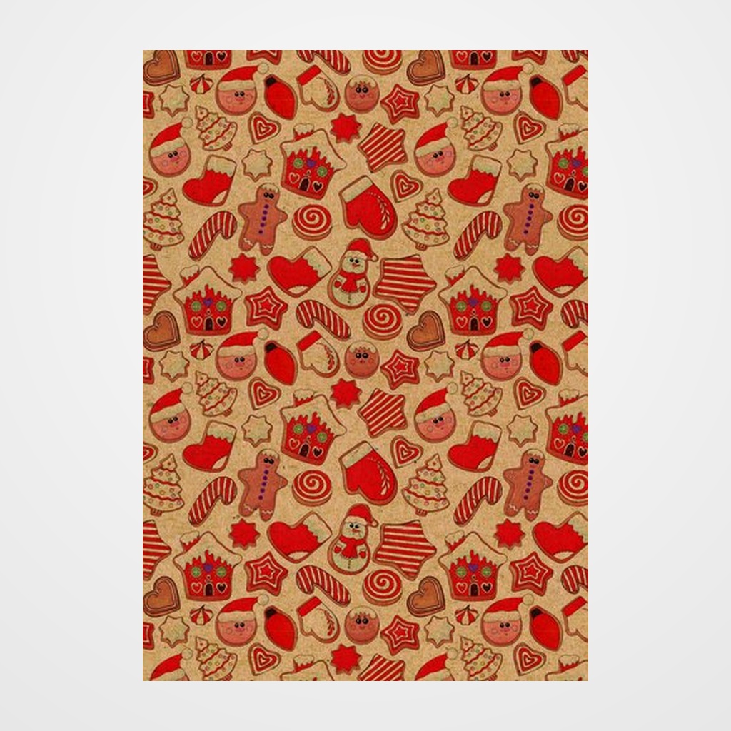 PAPEL de REGALO BOBINA BASIKA 31 cm x 80 m (2 Kg aprox.) NAVIDAD (NV2102-KE 31 CM)