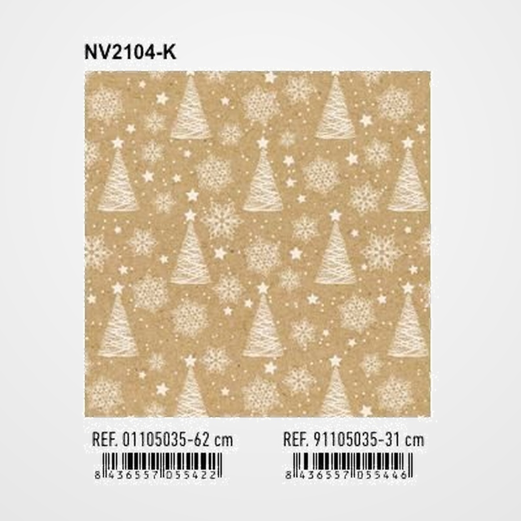 PAPEL de REGALO BOBINA BASIKA 31 cm x 80 m (2 Kg aprox.) NAVIDAD (NV2104-K 31 CM)