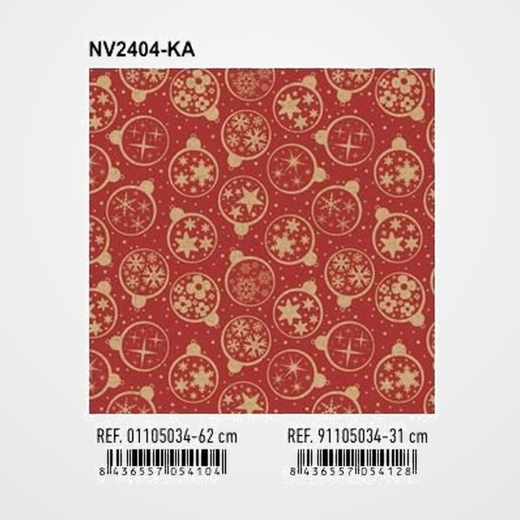 PAPEL de REGALO BOBINA BASIKA 31 cm x 80 m (2 Kg aprox.) NAVIDAD (NV2404-KA 31 CM)