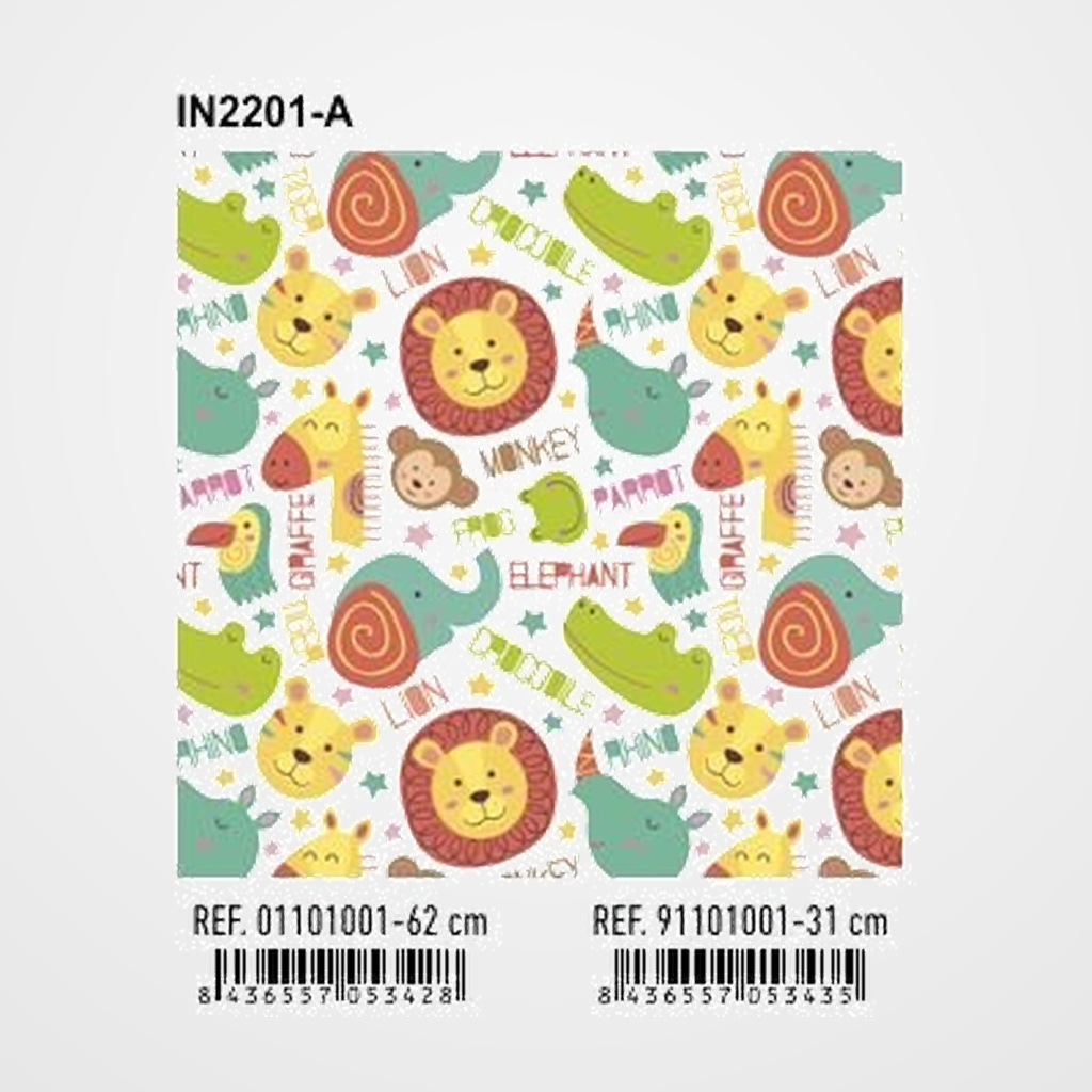 PAPEL de REGALO BOBINA BASIKA 62 cm x 80 m (4 Kg aprox.) INFANTIL (IN2201-A 62 CM)