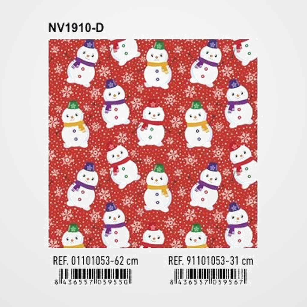 PAPEL de REGALO BOBINA BASIKA 62 cm x 80 m (4 Kg aprox.) NAVIDAD (NV1910-D 62 CM)
