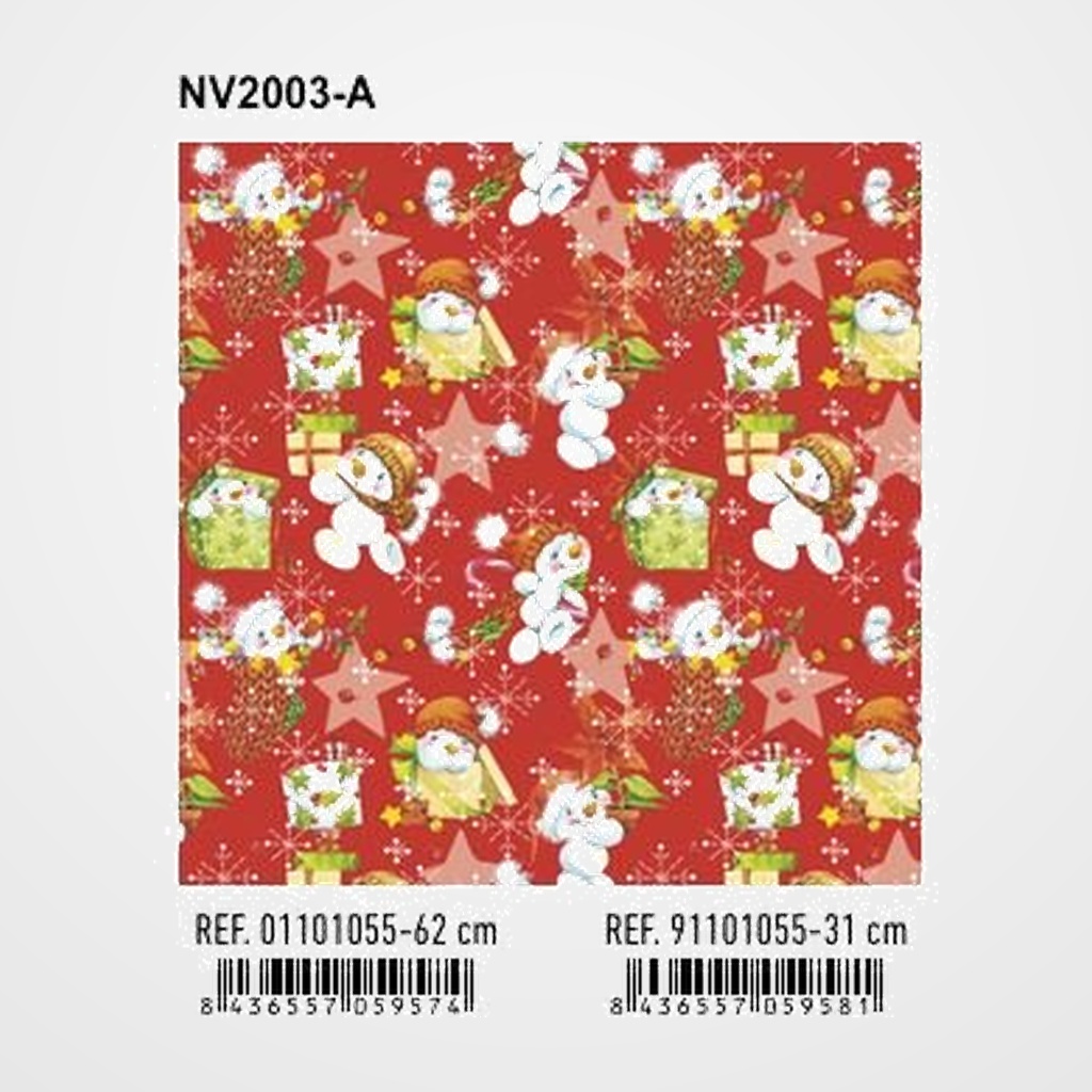 PAPEL de REGALO BOBINA BASIKA 62 cm x 80 m (4 Kg aprox.) NAVIDAD (NV2003-A 62 CM)