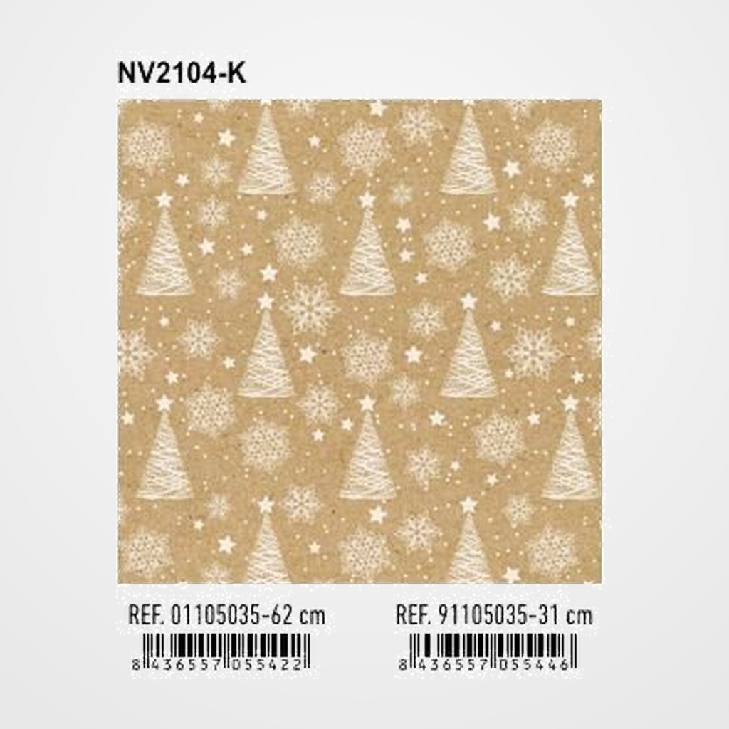PAPEL de REGALO BOBINA BASIKA 62 cm x 80 m (4 Kg aprox.) NAVIDAD (NV2104-K 62 CM)