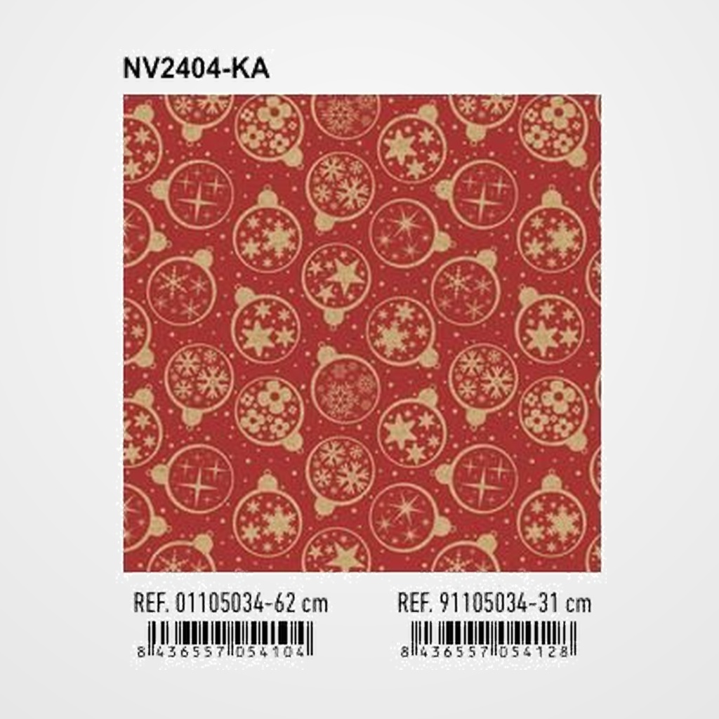 PAPEL de REGALO BOBINA BASIKA 62 cm x 80 m (4 Kg aprox.) NAVIDAD (NV2404-KA 62 CM)