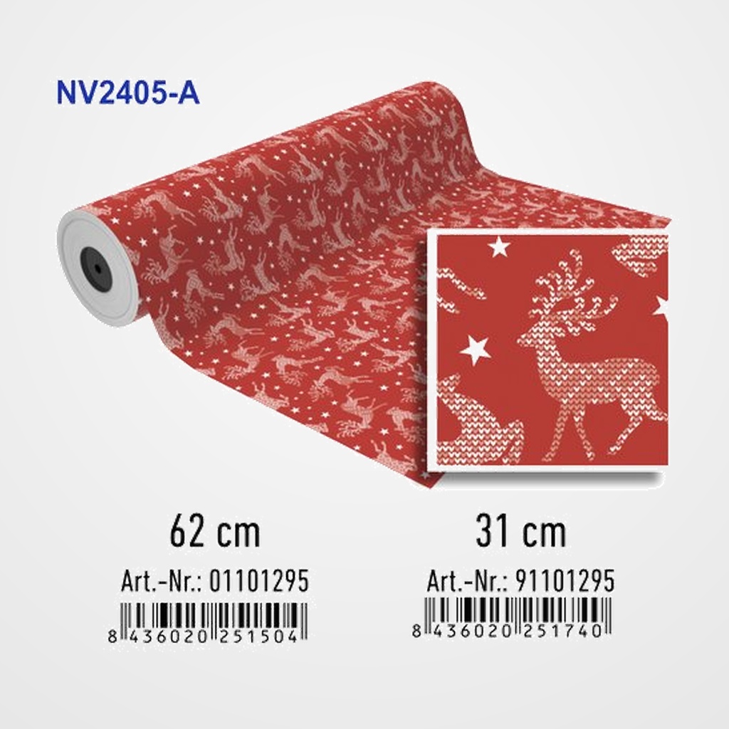 PAPEL de REGALO BOBINA BASIKA 62 cm x 80 m (4 Kg aprox.) NAVIDAD (NV2405-A 62 CM)