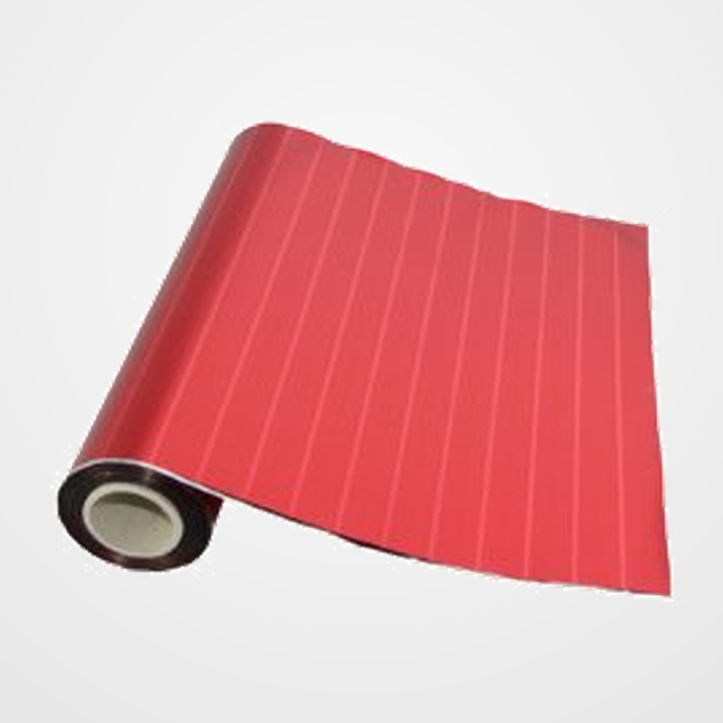 PAPEL de REGALO BOBINA COLIBRI 30 cm x 30 m SIMPLE ESTAMPADO ROJO CON RAYAS MATE