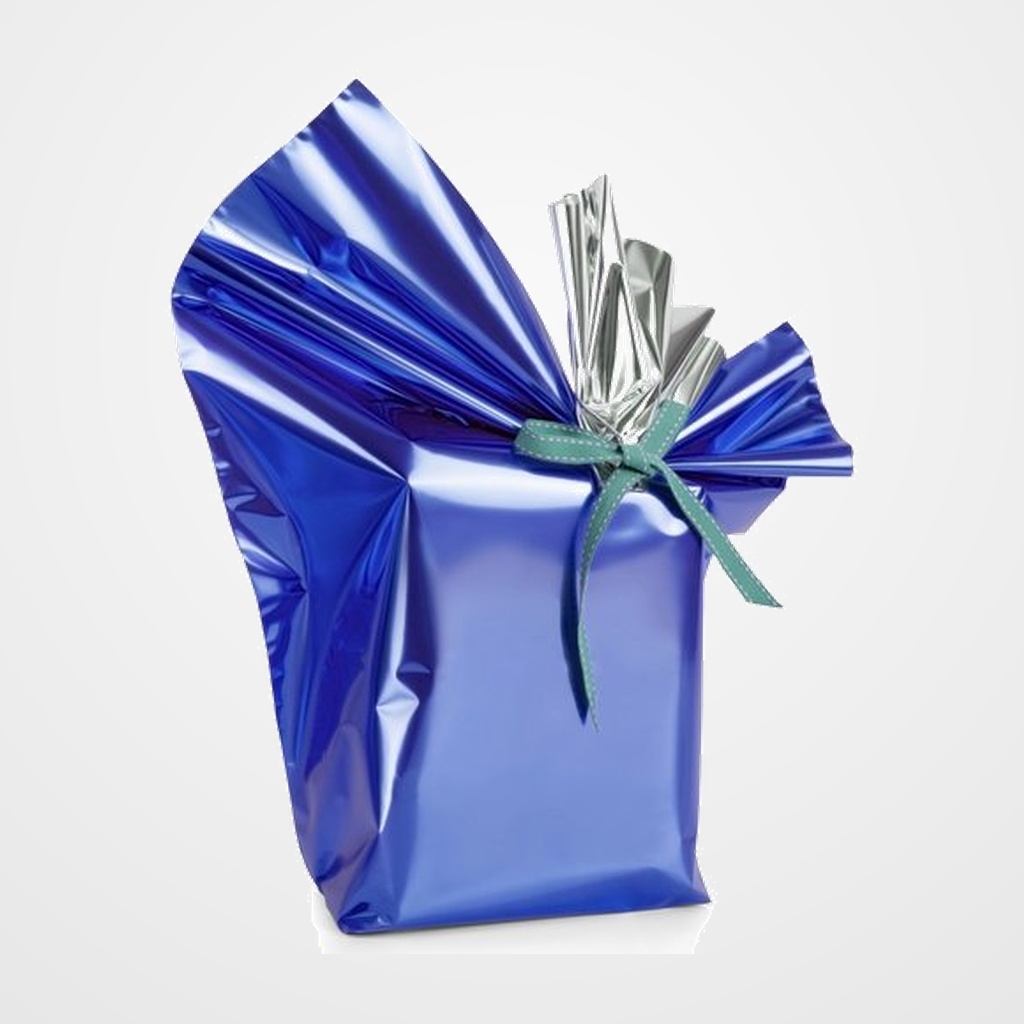 PAPEL de REGALO BOBINA COLIBRI 60 cm x 15 m DOBLE AZUL METALIZADO