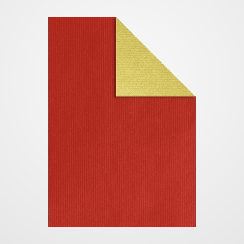PAPEL de REGALO BOBINA TV 70 cm x 100 m KRAFT ORO/ROJO