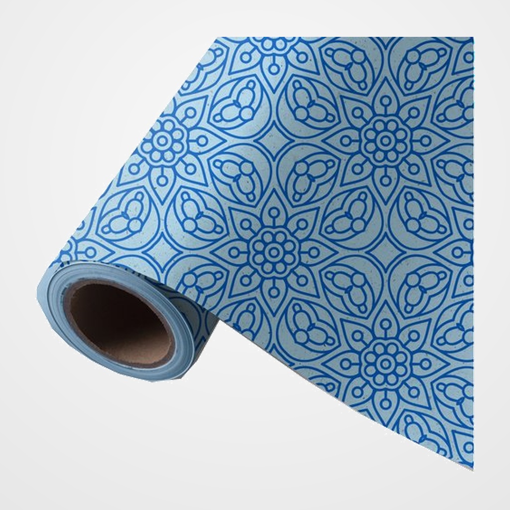 PAPEL de REGALO BOBINA WONDER WRAPPER CAÑA DE AZUCAR  31 cm x 85 m (2 Kg aprox.) TODO AÑO MANDALA AZUL