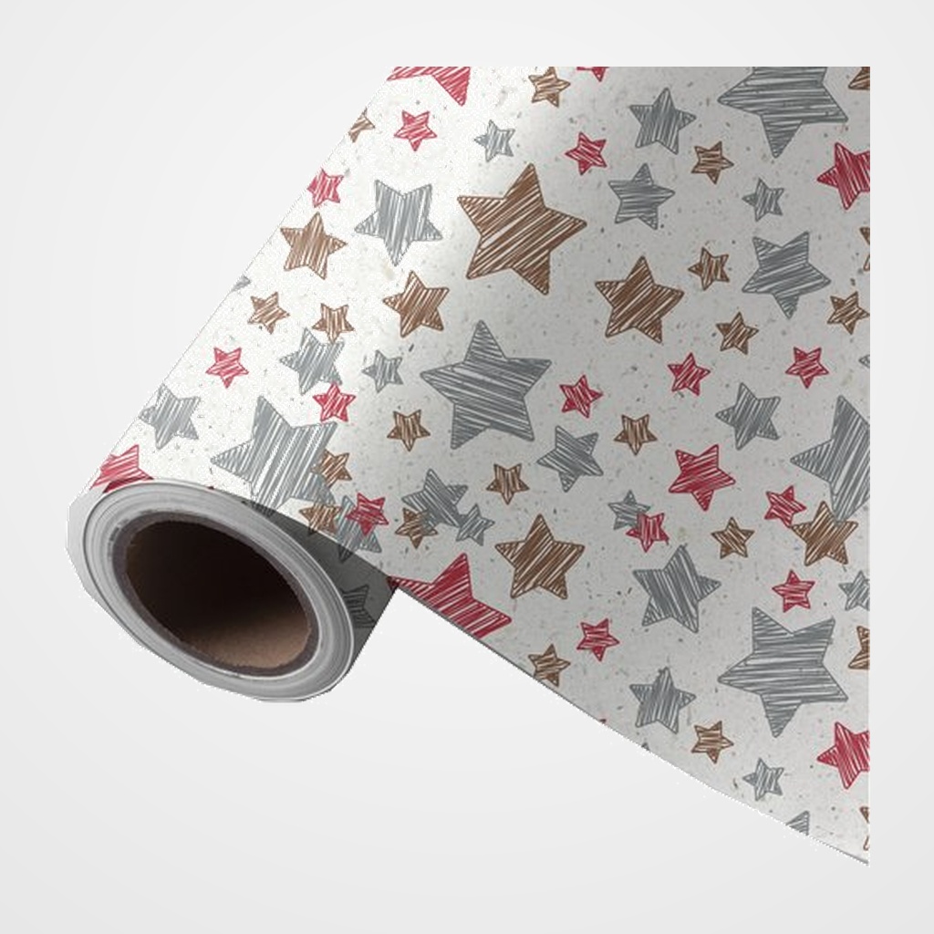 PAPEL de REGALO BOBINA WONDER WRAPPER CAÑA DE AZUCAR  62 cm x 85 m (4 Kg aprox.) TODO AÑO ESTRELLAS