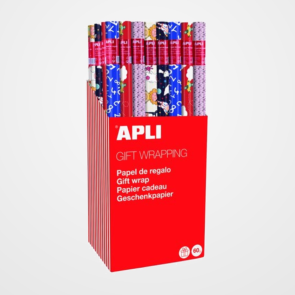 PAPEL de REGALO ROLLO APLI 0,7x2 m (CAJA de 55) INFANTIL