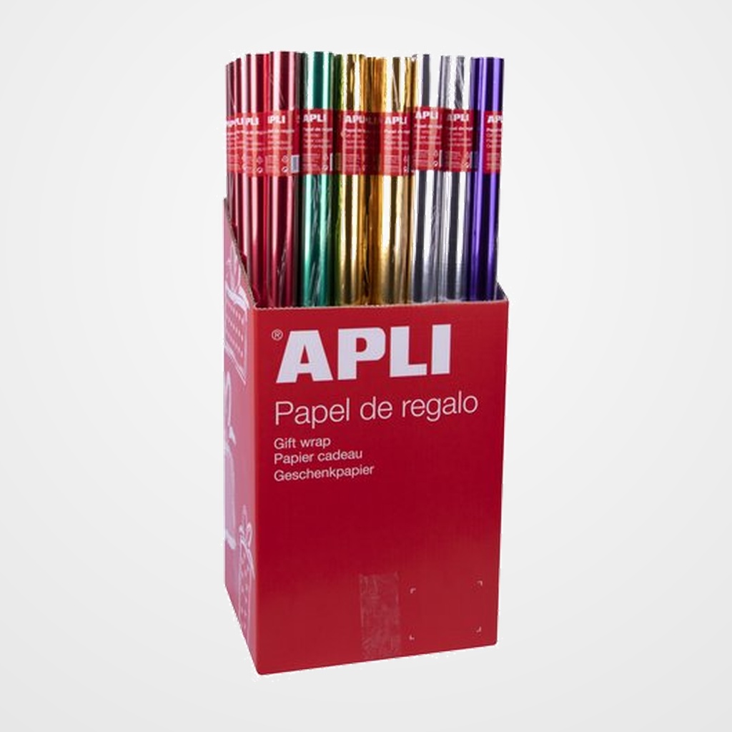 PAPEL de REGALO ROLLO APLI 0,7x2 m (CAJA de 55) METALIZADO
