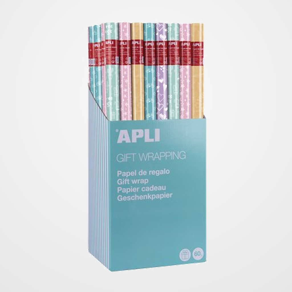 PAPEL de REGALO ROLLO APLI 0,7x2 m (CAJA de 55) NORDIK FUN