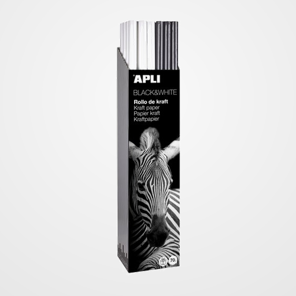 PAPEL de REGALO ROLLO APLI 1x3 m (CAJA de 30) BLACK&WHITE