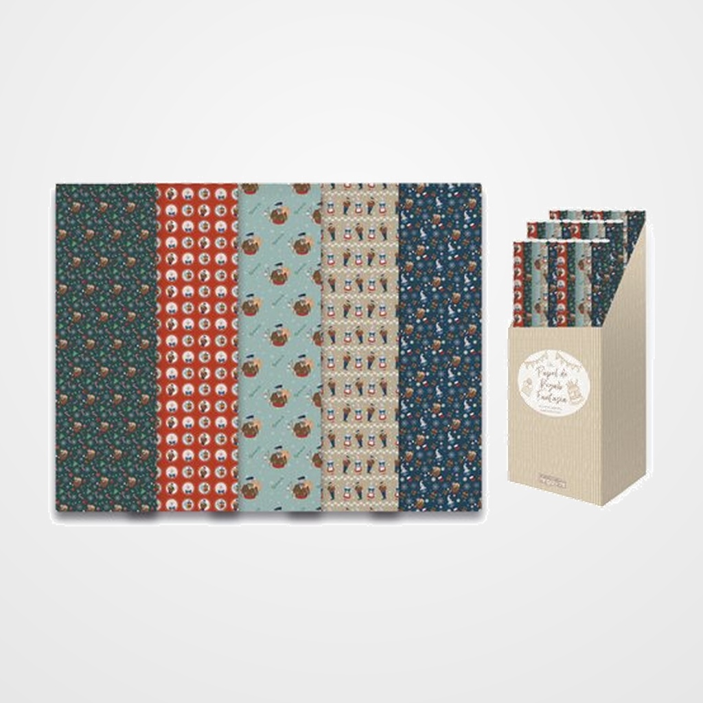 PAPEL de REGALO ROLLO ARGUVAL 0,7x1 m (CAJA de 50) NAVIDAD  OLENTZERO