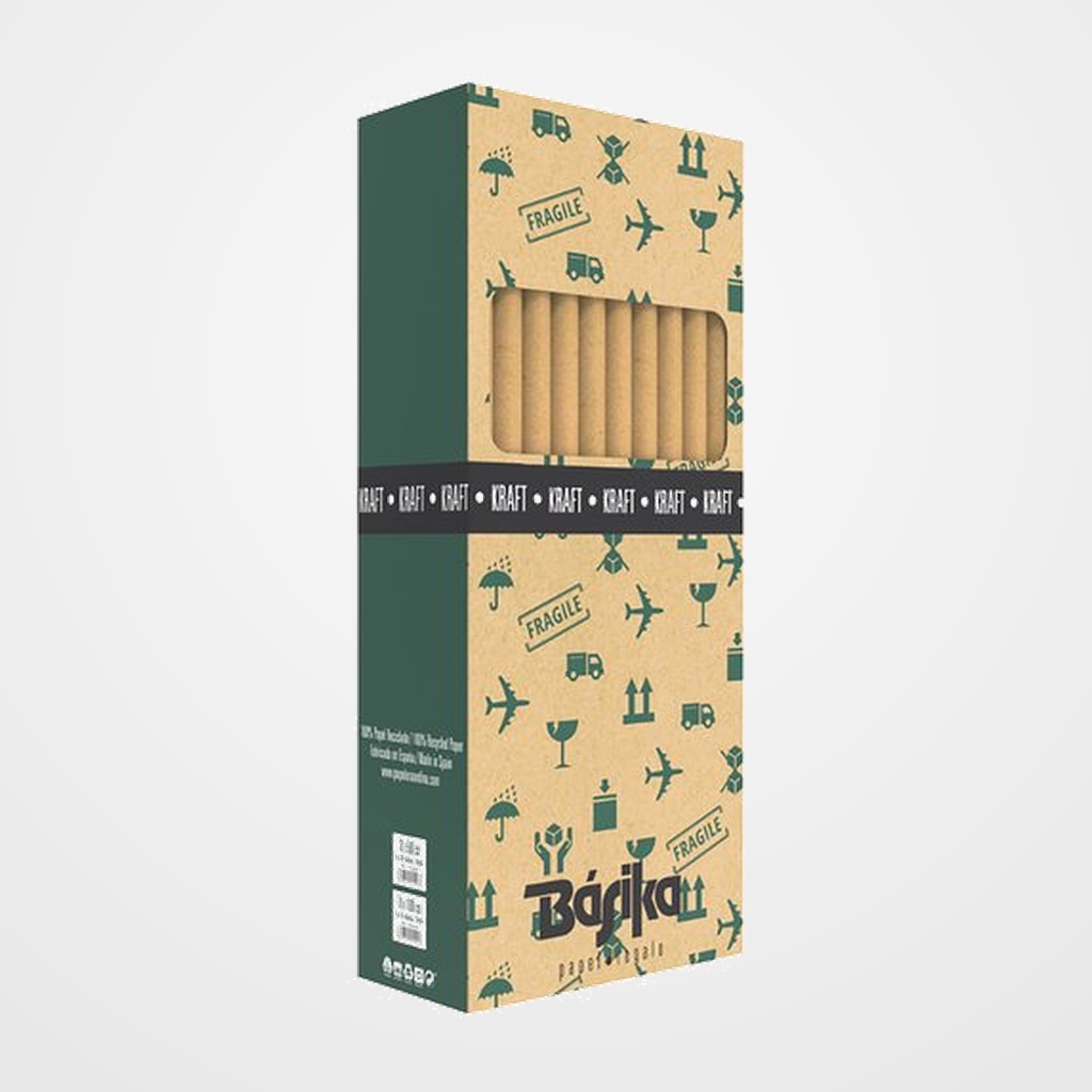 PAPEL de REGALO ROLLO BASIKA 0,7x5 m (CAJA de 30) KRAFT ECOLOGICO