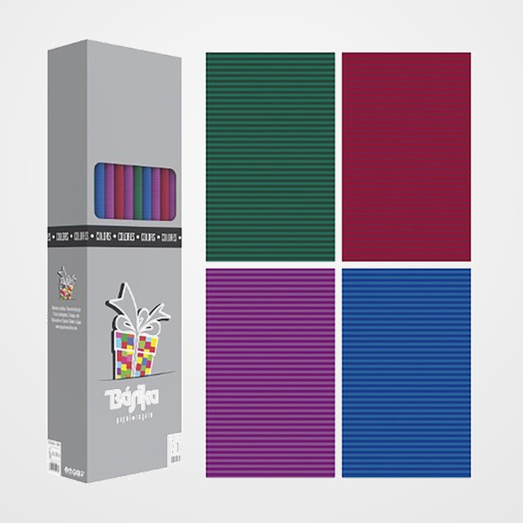 PAPEL de REGALO ROLLO BASIKA 1x3 m (CAJA de 40) COLORES