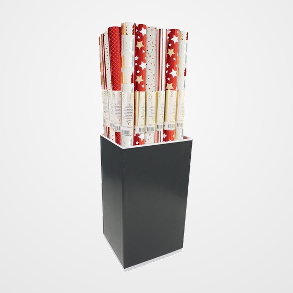 PAPEL de REGALO ROLLO CLAIREFONTAINE 0,7x2 m (CAJA de 30) PREMIUM METALIZADO NAVIDAD SANTA