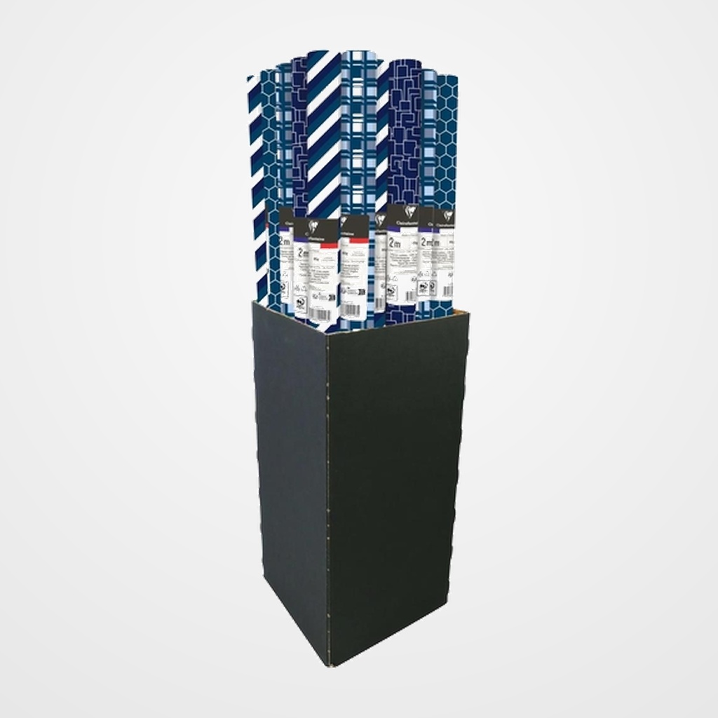 PAPEL de REGALO ROLLO CLAIREFONTAINE 0,7x2 m (CAJA de 30) 80g EXCELLIA TODO AÑO LINEA AZUL