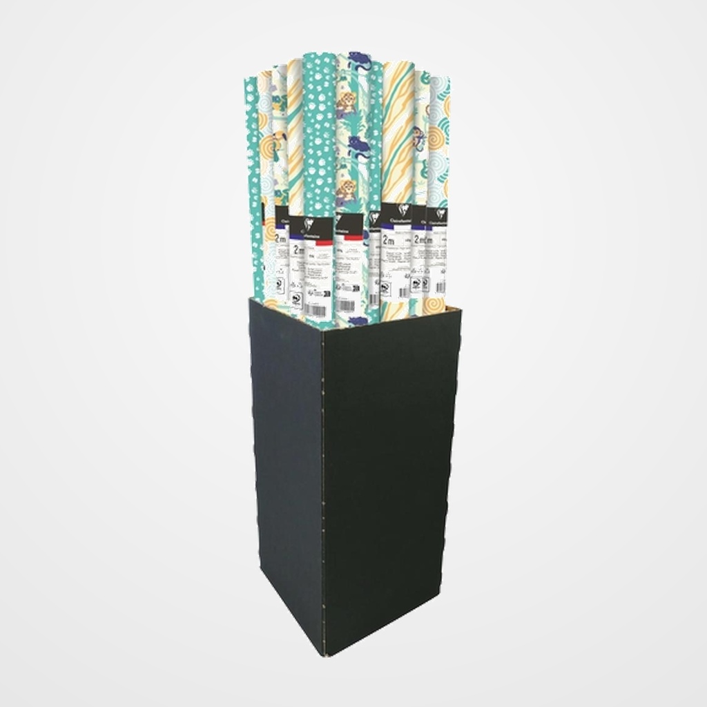 PAPEL de REGALO ROLLO CLAIREFONTAINE 0,7x2m (CAJA de 30) 60g KRAFT BLANCO JUNGLA