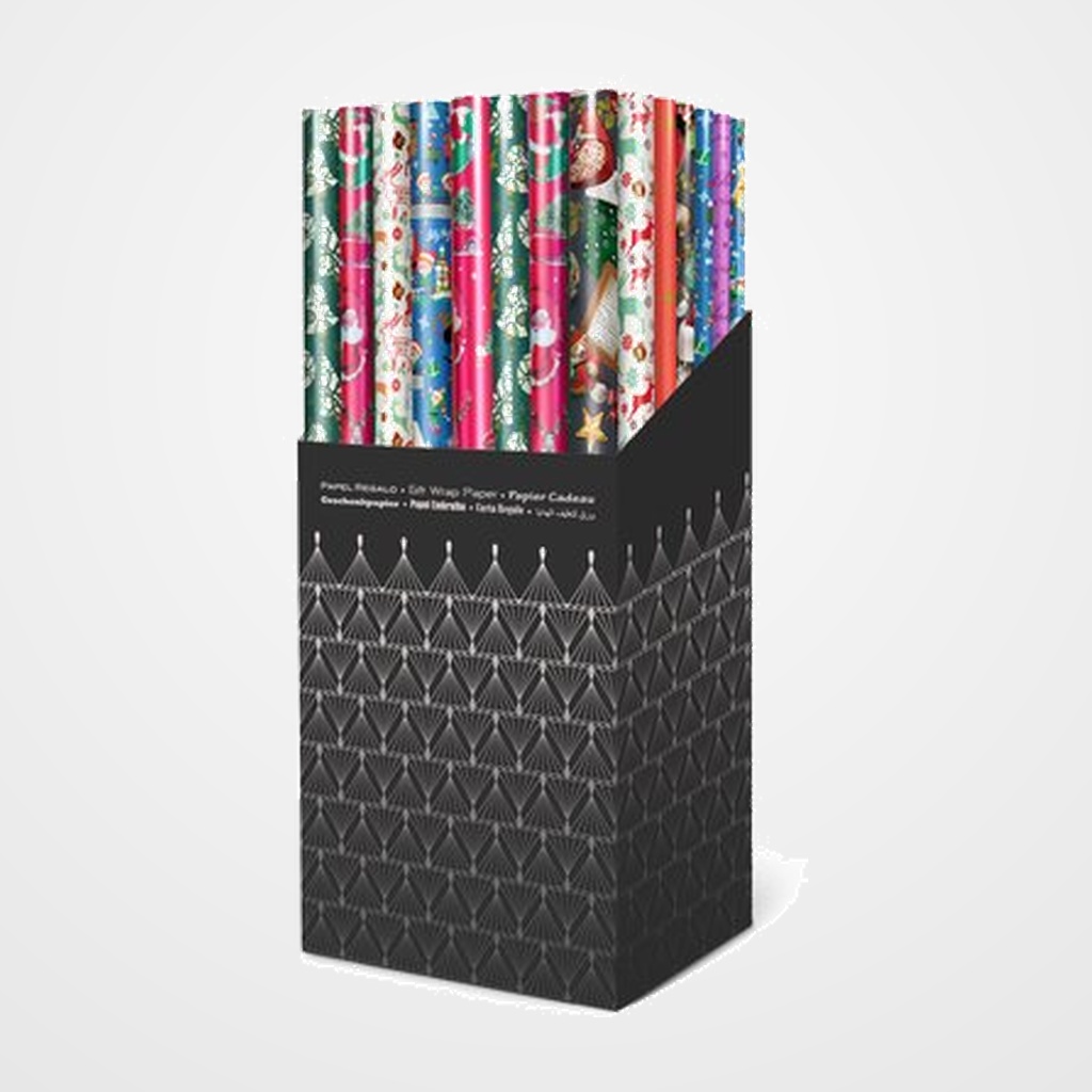 PAPEL de REGALO ROLLO TV 0,7x1,5 m (CAJA de 60) GOFRADO NAVIDAD