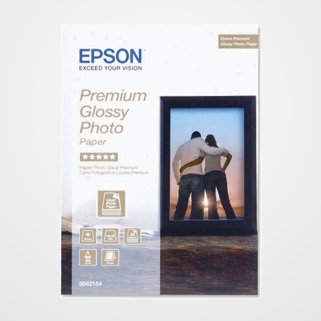 [40301334] PAPEL EPSON PREMIUM GLOSSY PHOTO 13x18 255 Gr. 30 Hj.