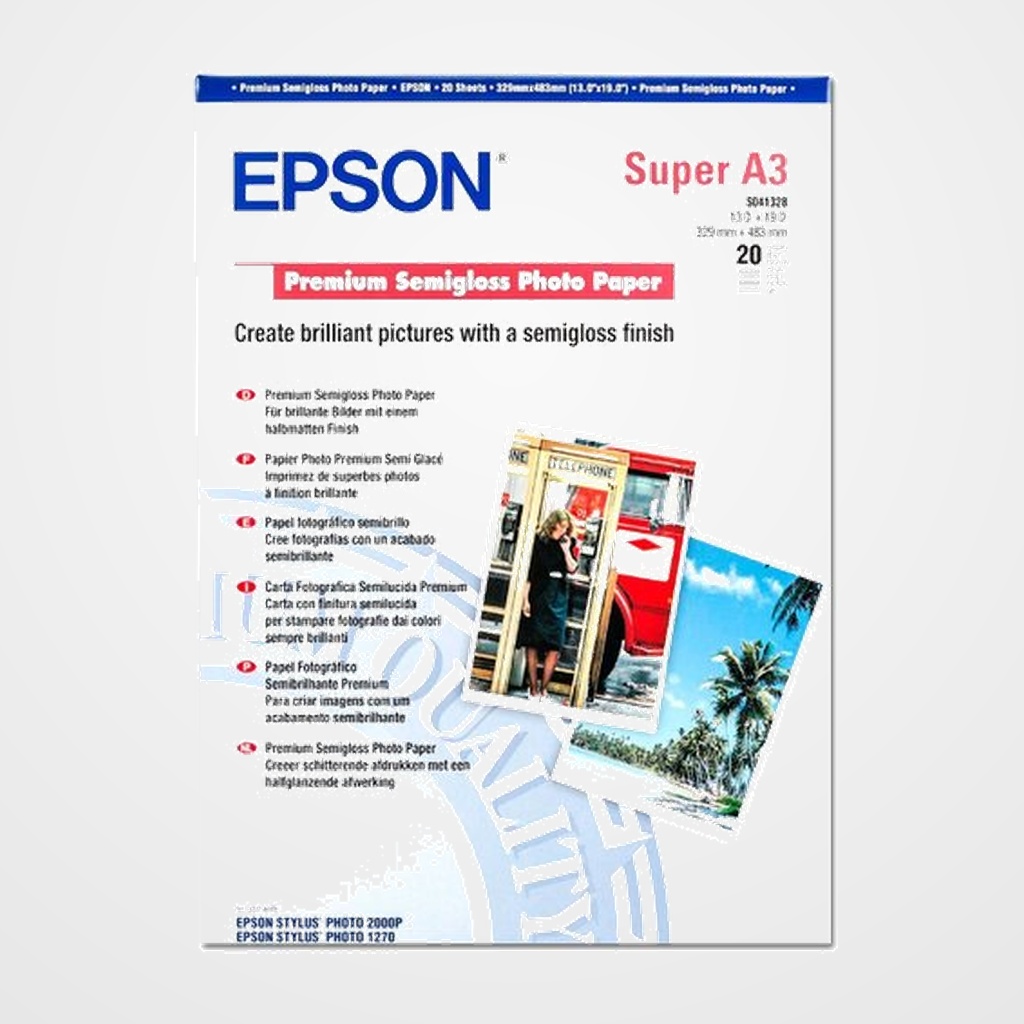 [40301182] PAPEL EPSON SEMIGLOSSY PHOTO A3+ 250 Gr. 20 Hj.