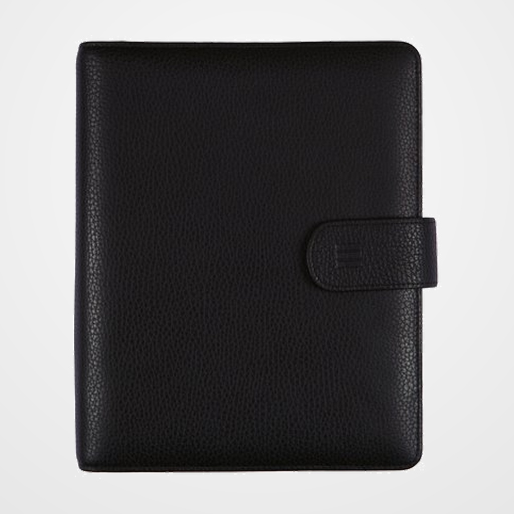 AGENDA ANUAL (2027) CATALAN FINOCAM OPEN PIEL ANDREA ANILLAS con CUBIERTA de PIEL con BROCHE 1000 155x215 S/V NEGRE